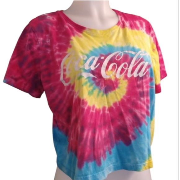 Size L Coca-Cola tie-dye short sleeve crop top - Picture 1 of 12